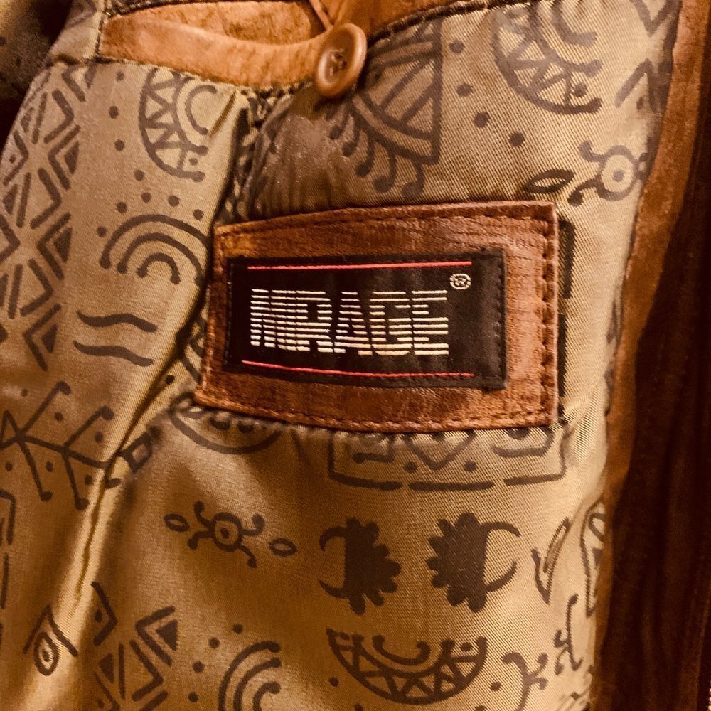 Vintage Mirage Brown Soft Distressed Leather Jacket Coat Size 44 XL - Picture 8 of 15